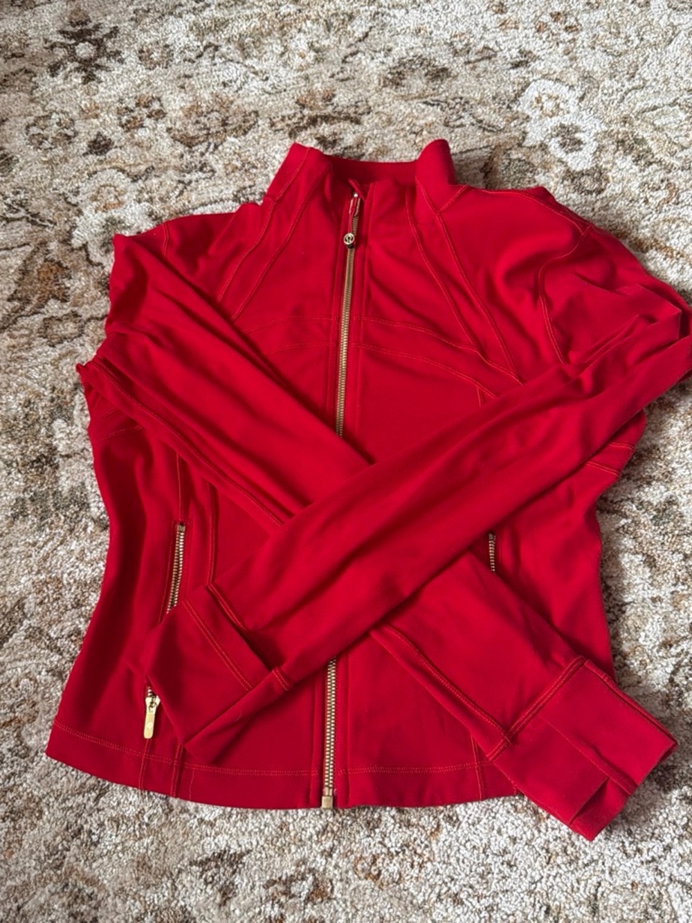 lululemon athletica Red Zip-Up Bomber Jacket